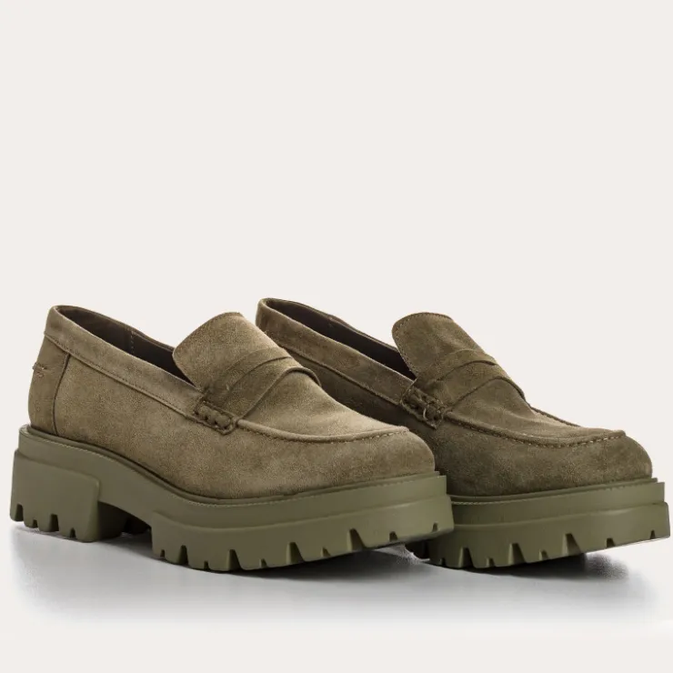 Toute La Collection | Mocassins | Reqins MOCASSINS ALABAMA CUIR VELOURS VERT