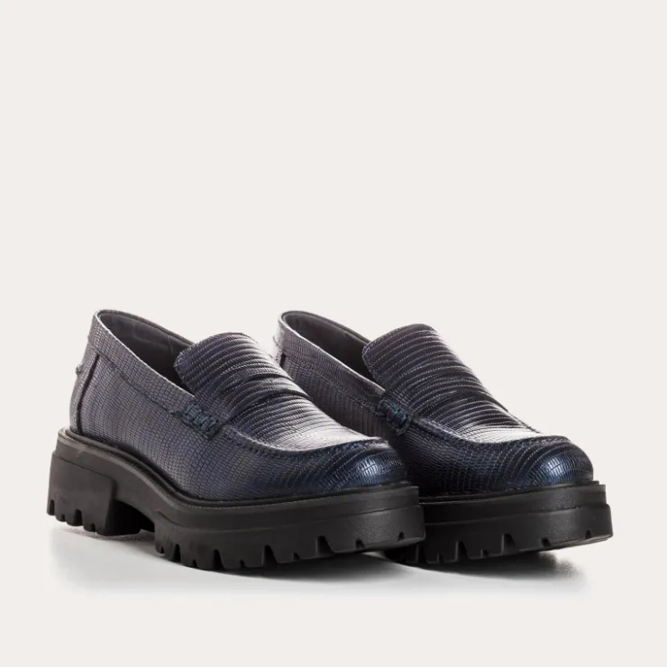 Toute La Collection | Mocassins | Reqins MOCASSINS ALABAMA LEZARD BLEU