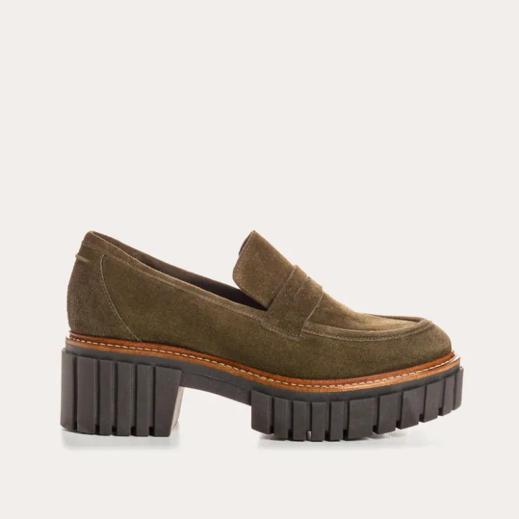 Toute La Collection | Mocassins | Reqins MOCASSINS BELINA CUIR VELOURS VERT