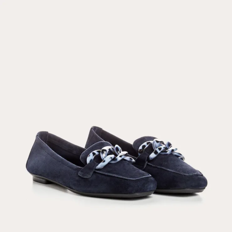 Toute La Collection | Mocassins | Reqins MOCASSINS HANISSA CUIR VELOURS BLEU