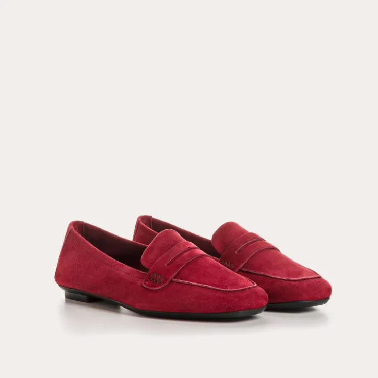 Toute La Collection | Mocassins | Reqins MOCASSINS HEMA CUIR VELOURS ROUGE