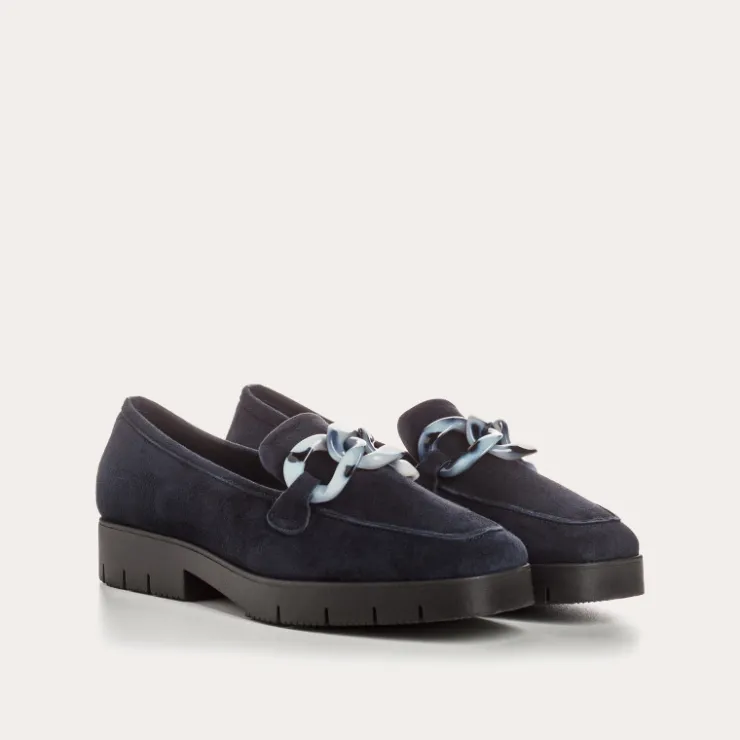 Toute La Collection | Mocassins | Reqins MOCASSINS MADISON CUIR VELOURS BLEU