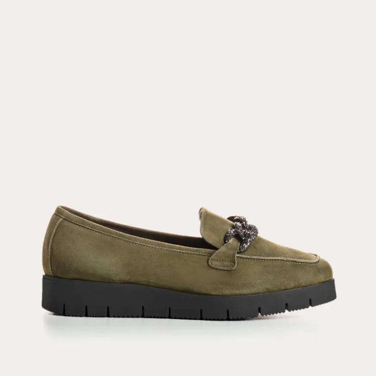 Toute La Collection | Mocassins | Reqins MOCASSINS NORA CUIR VELOURS VERT