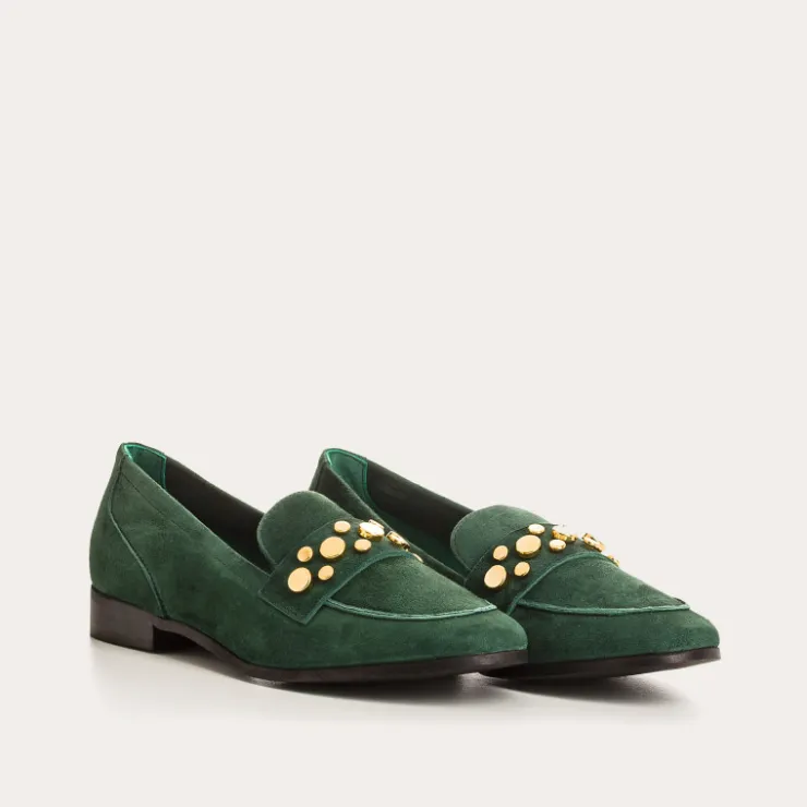 Toute La Collection | Mocassins | Reqins MOCASSINS PAVLA CUIR VELOURS VERT